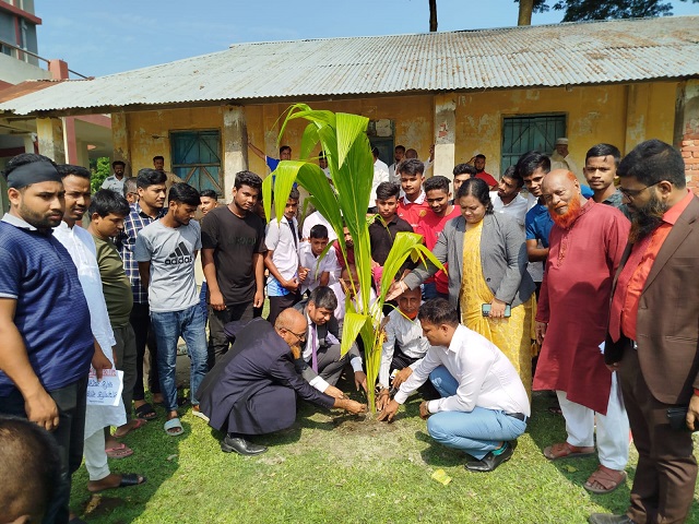 রামগতিতে ৪শ নারিকেল গাছ রোপণ করলো পূবালী ব্যাংক