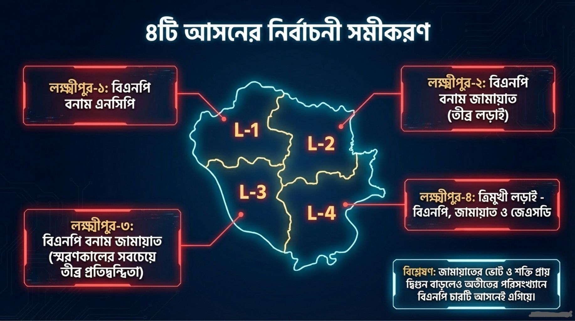 লক্ষ্মীপুর-২ | ঐতিহাসিক ভোটব্যাংক বিএনপির, জামায়াতের শক্তি বেড়েছে বহুগুন